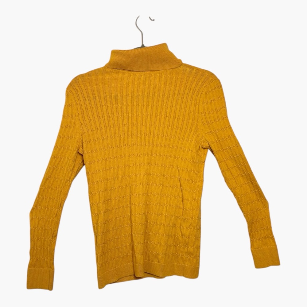 Talbots Yellow Ribbed Knit Turtleneck Sweater Classic Preppy Layering Large